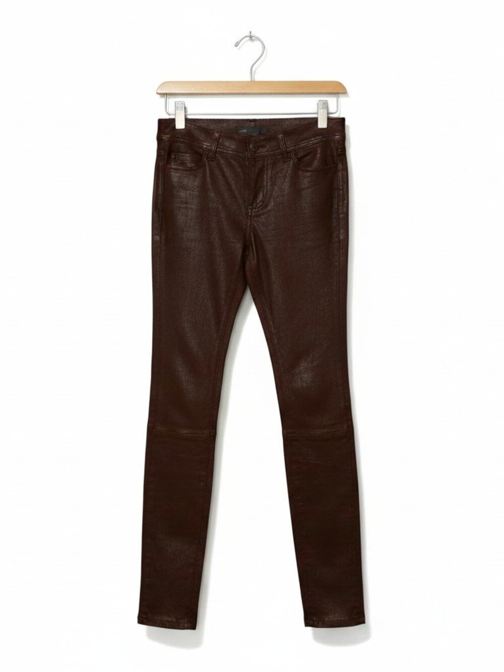 Vince Brown Lambskin Leather 5-Pocket Skinny Pants - Size 2